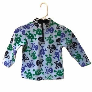 Hanna Andersson 1/4 Zip Pirate Skulls Fleece Blue